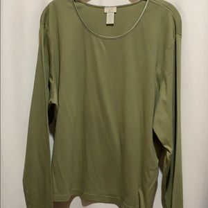 J JILL LONG SLEEVE TEE OLIVE GREEN SZ XLP COTTON
